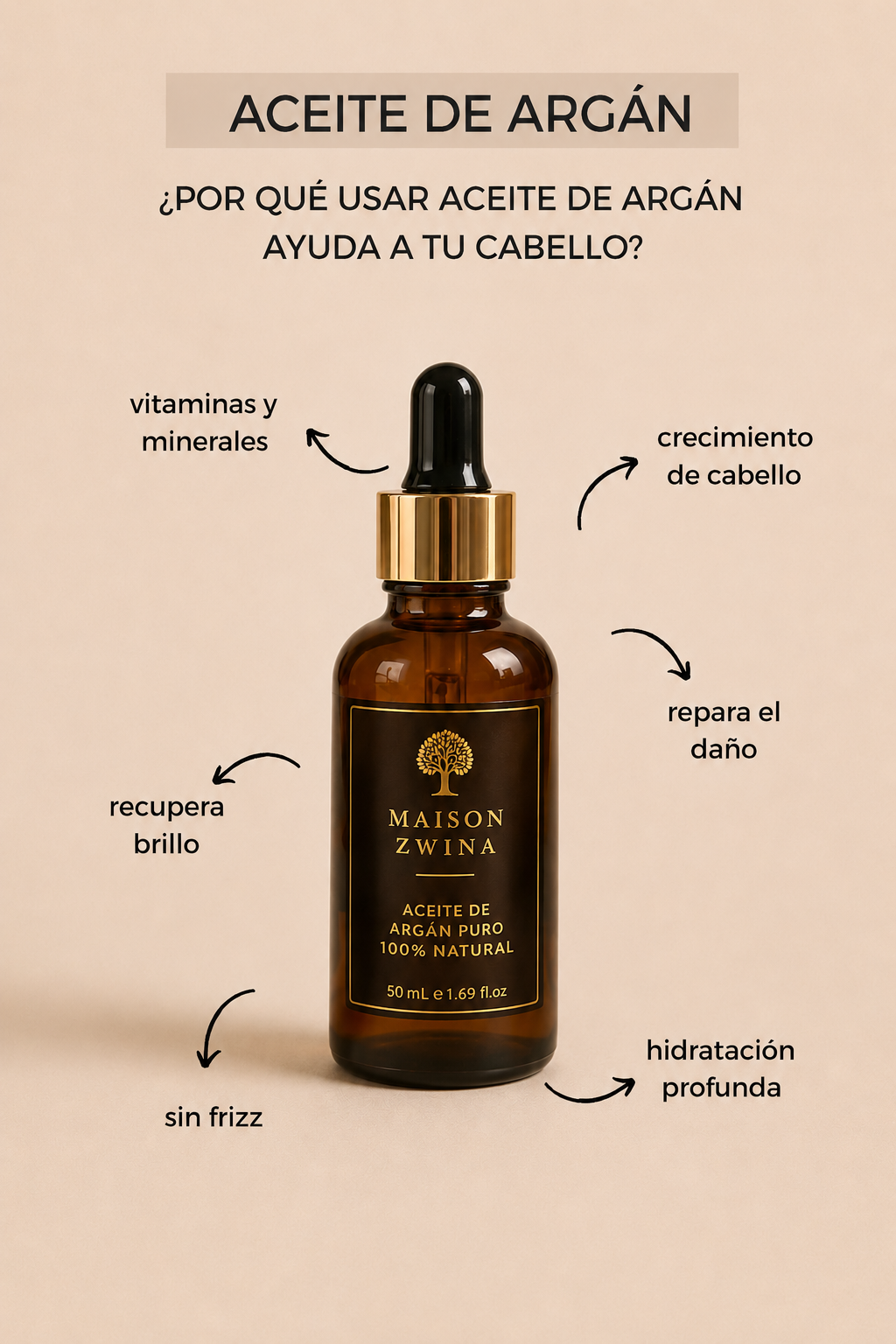 Aceite de Argán 100% puro cosmética natural marroquí - Maison Zwina