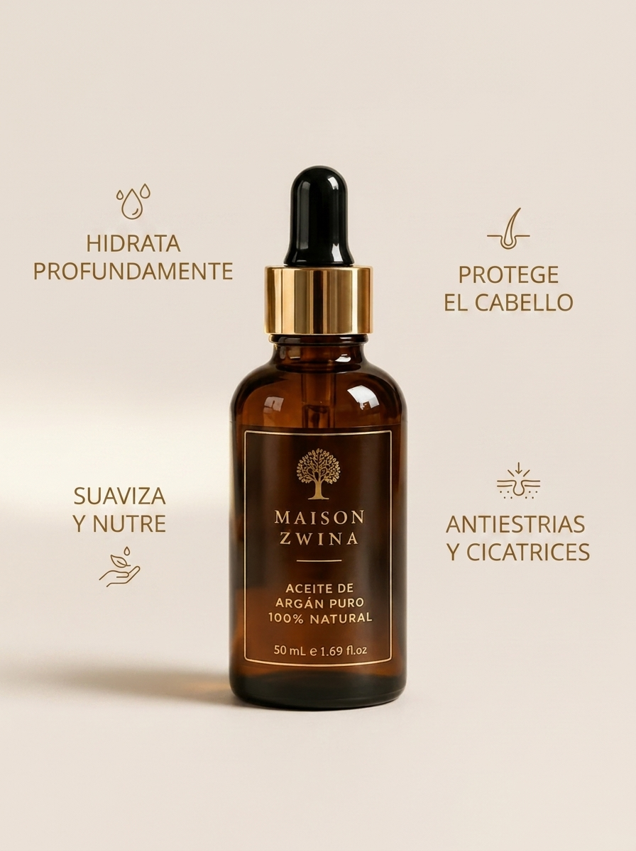 Textura ligera aceite de argán natural sin efecto graso - Maison Zwina